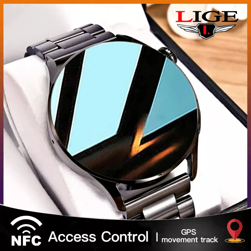 LIGE 2022 новые NFC смарт-часы для мужчин Bluetooth Вызов GPS перемещение t трек Беспроводная
