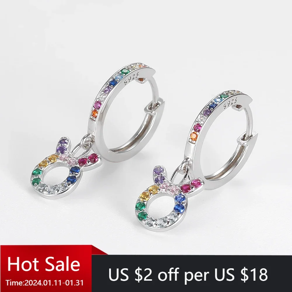 

Серьги-кольца женские из серебра 925 пробы с фианитами