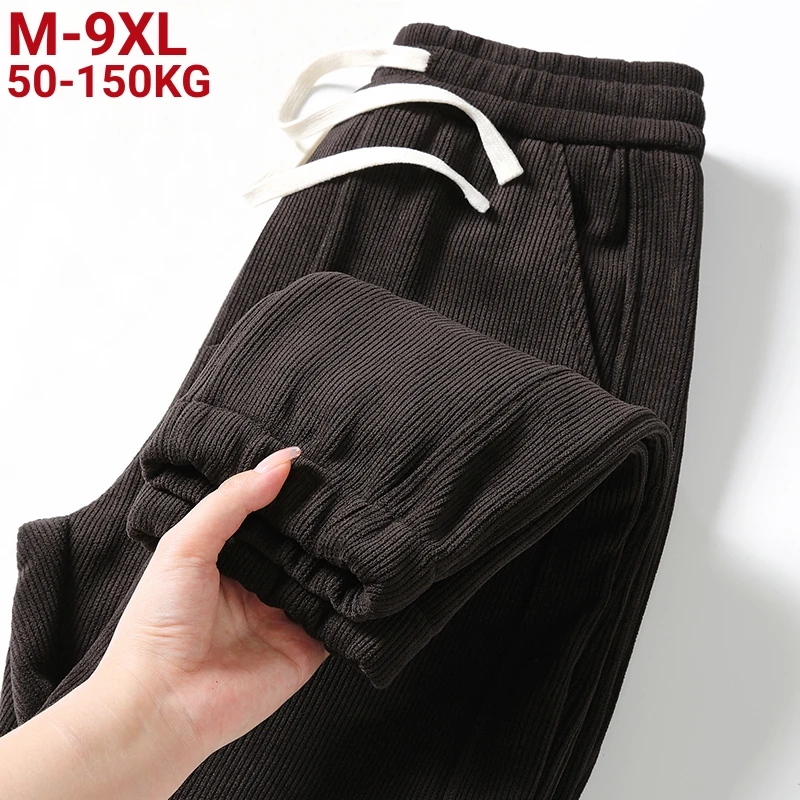 

Men’s Corduroy Sweatpants Joggers Warm Thick Solid High Quality Streetwear Harem Pants Casual Jogger Trousers Plus Size 9xl 8xl