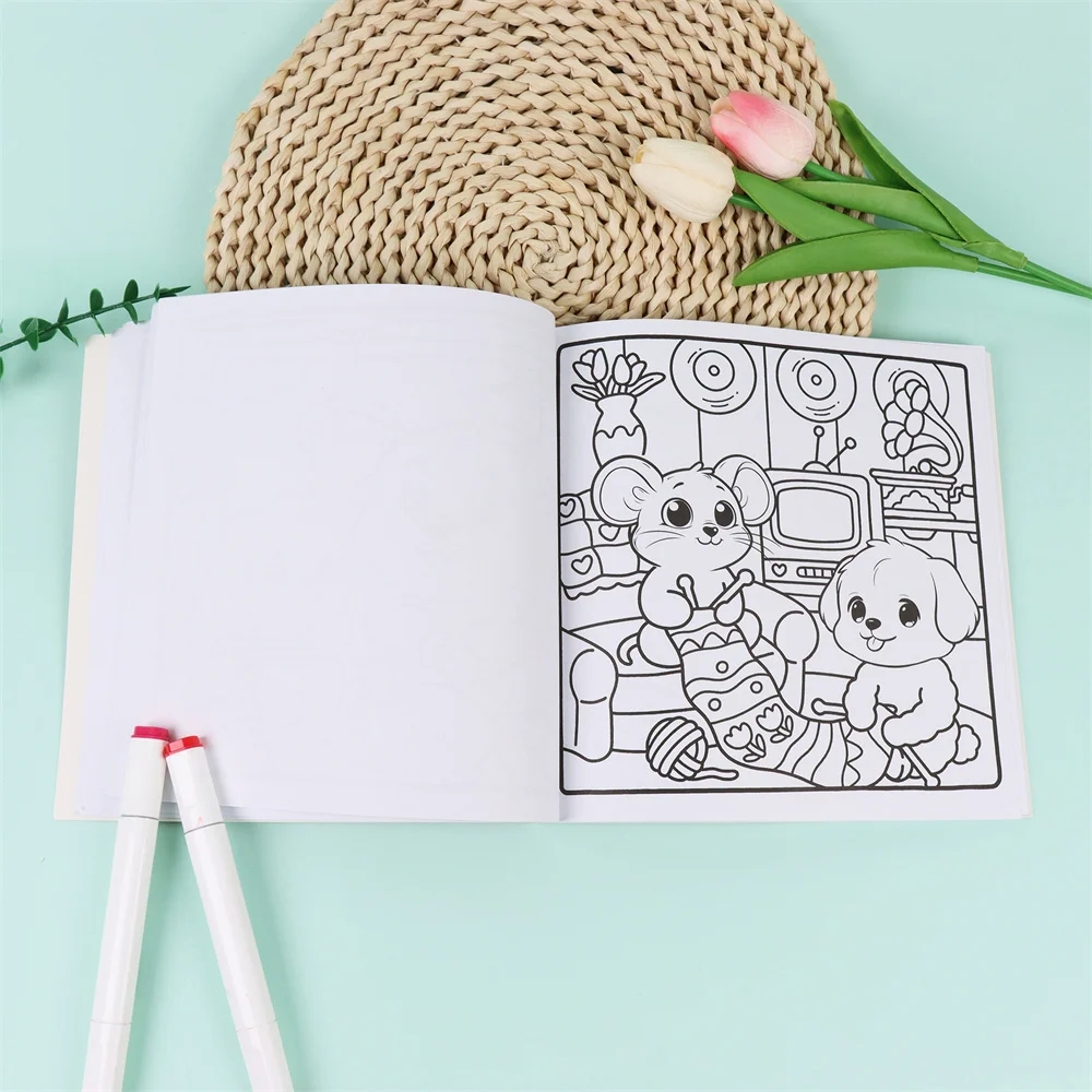 fuzzy hygges coloring book Creative Winter Animal Theme 40 Pages Stress Relief Winter Animal Coloring Book For Adults & Teens 6