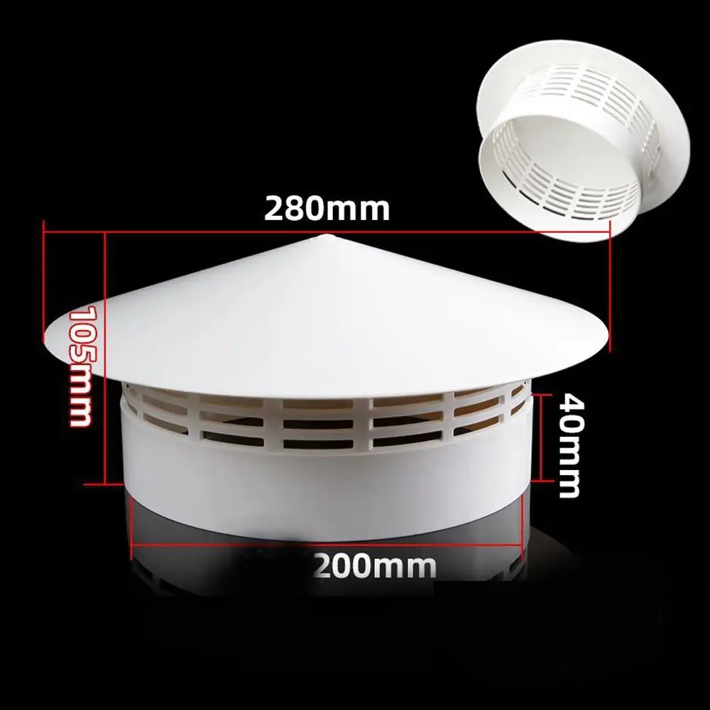 Rejilla de ventilación de techo de PVC de 75/110/160/200 mm, cubierta de ventilación de conducto redondo, tapa de ventilación resistente a la intemperie
