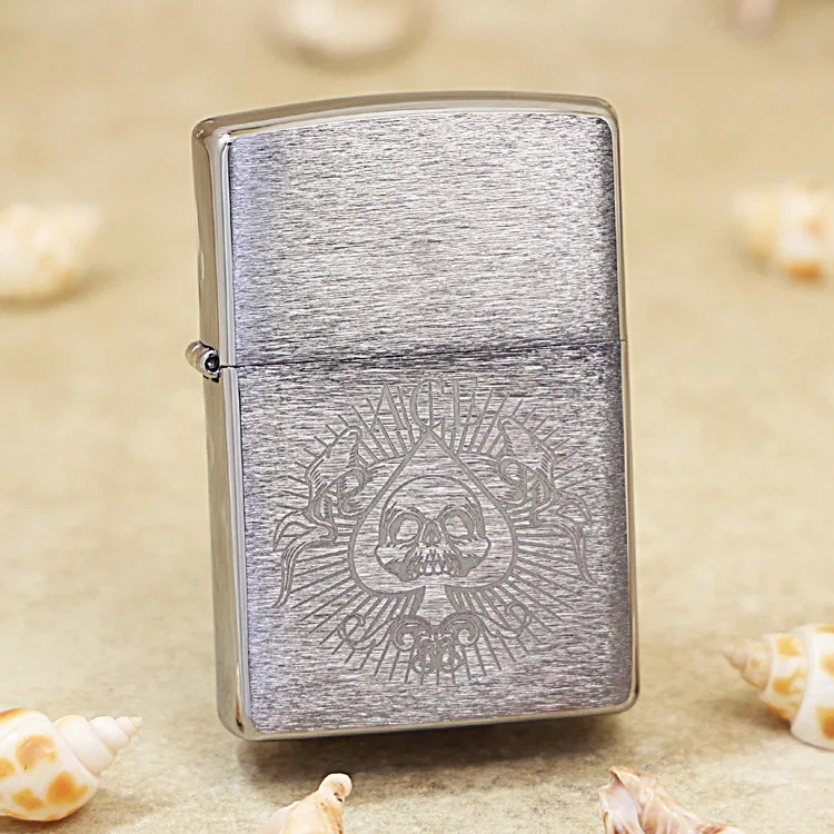 

Genuine Zippo ace of spades oil lighter copper windproof cigarette Kerosene lighters Gift with anti-counterfeiting code