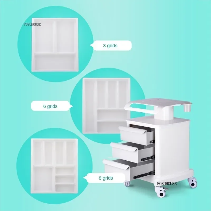Minimalist Organizer Cart with Wheels Beauty Salon Trolley Portable Medical Special Salon Trolley for Equipment Furniture