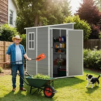 5' x 4' Resin Weather Resistant Outdoor Storage Shed with Floor for Garden,Backyard,Pool Tool, Light Grey 2