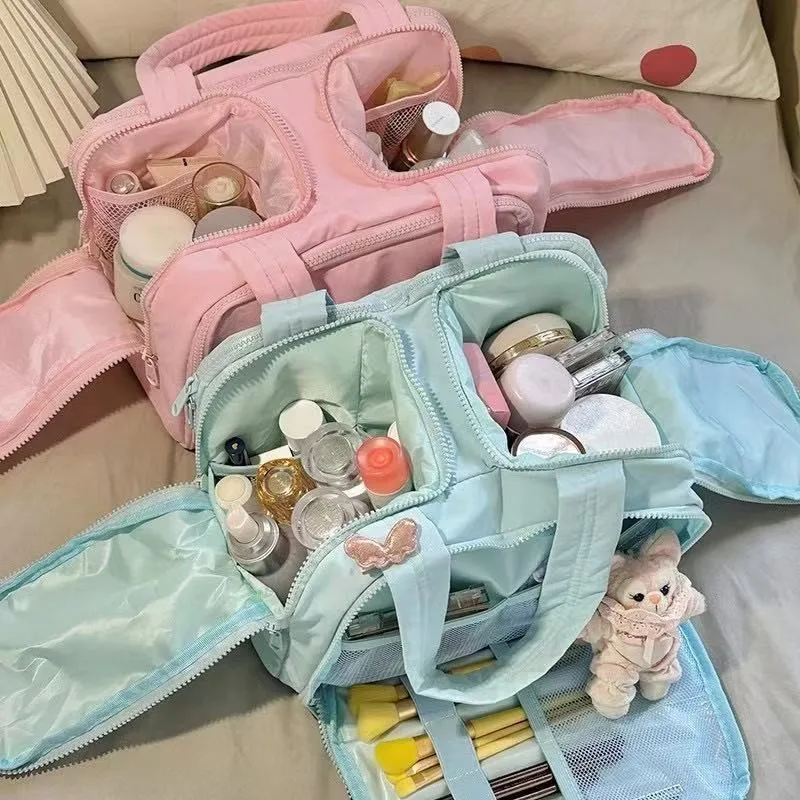 JIAERDI Large Capacity Portable Makeup Bag Women Handle Storage Travel Storage Bag Girl Classification Waterproof Cosmetics Bags