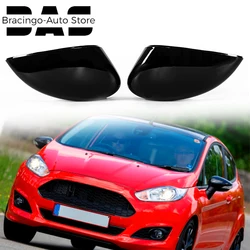 Bracingo Side Wing Rearview Mirror Decor Cap Clip-on Glossy White Cover Trim Car Replacement Fit For Ford Fiesta MK7 2009-2017