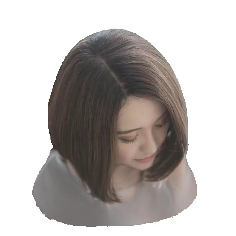 페이쇼 브라운 가발 합성 내열 섬유 의상 코스프레 모카 헤어 중간 부분 라인 앞..