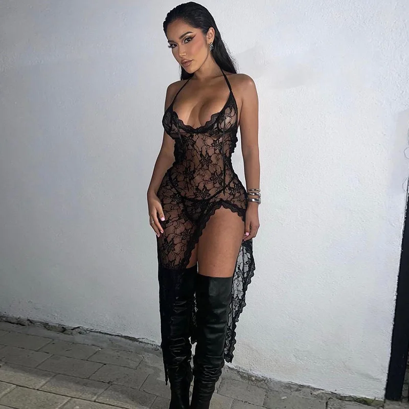 chinese dress ladies Lizakosht Bare Back See Through Dress Long Sleeve Knitted White Beach main image 0