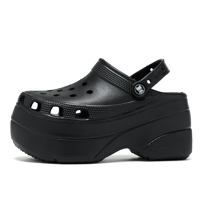 Сандалии Crocs женские на платформе, пляжные шлепанцы, клоги, черные, без  застежки, тапочки, 2023 - купить по выгодной цене | AliExpress