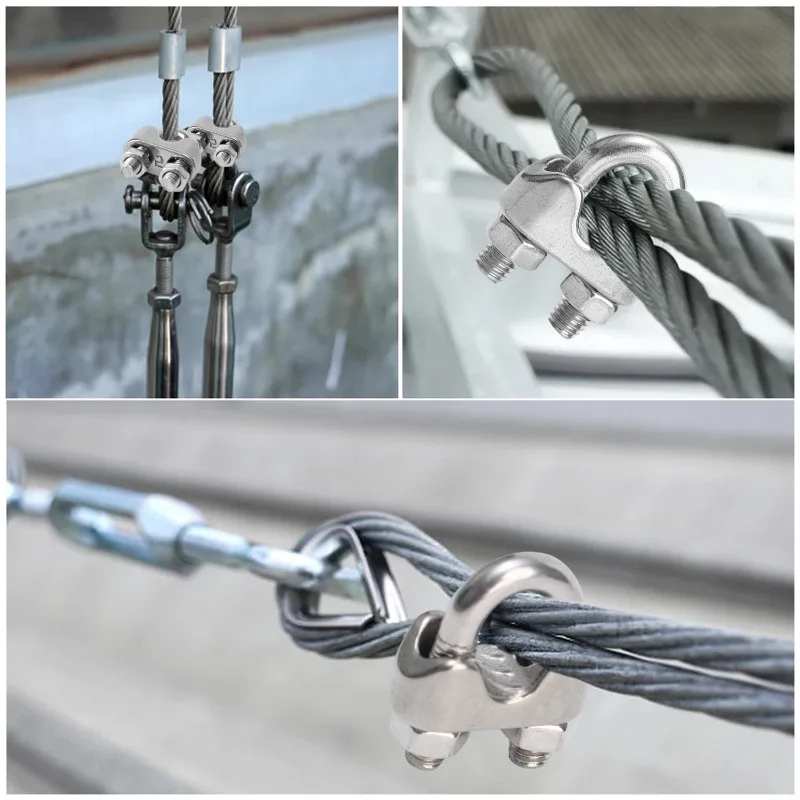 Abrazaderas de acero inoxidable para cables de 6 mm (16 unidades), para