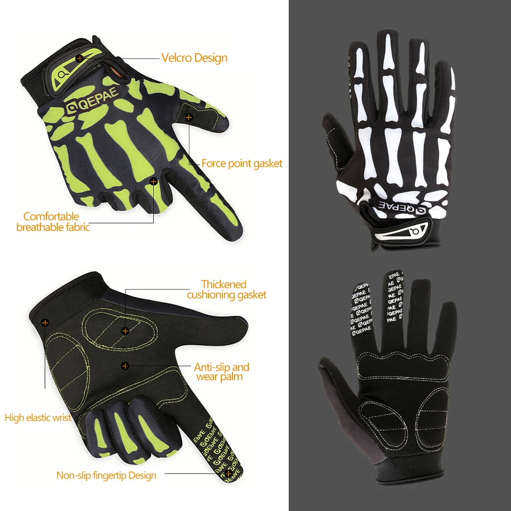 Skull Cycling Full Finger Gloves Breathable Motorcycle Bicycle Ghost Skeleton Gloves Outdoor Sport Cycling Gloves Bike Equipment 4