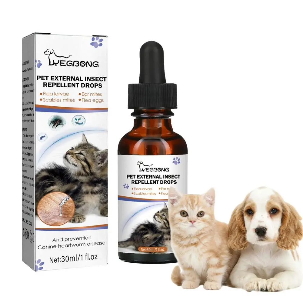30ml Pet Anti-Flea Drop Repellent For Dogs And Cats Insecticide Flea Drops Insecticide Fleas Ticks Removal Water Pet Spray Clean