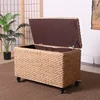 Multifunctional Rattan Woven Storage Box Large Capacity Flip Cover Clothing Case Shoe Changing Stool Convenient Pulley Step Seat 1