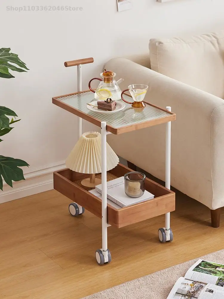 Mobile Side Table Living Room Sofa Coffee Table Simple Bedroom Bedside Cart Small Apartment Side Movable Cart