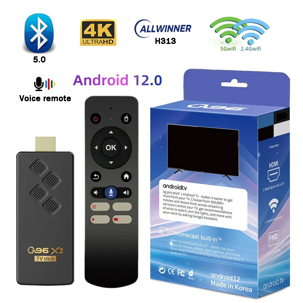 TV Box Android 12 Q96 X2 ATV H313 Quad Core HD 4K voice remote Smart TV ...