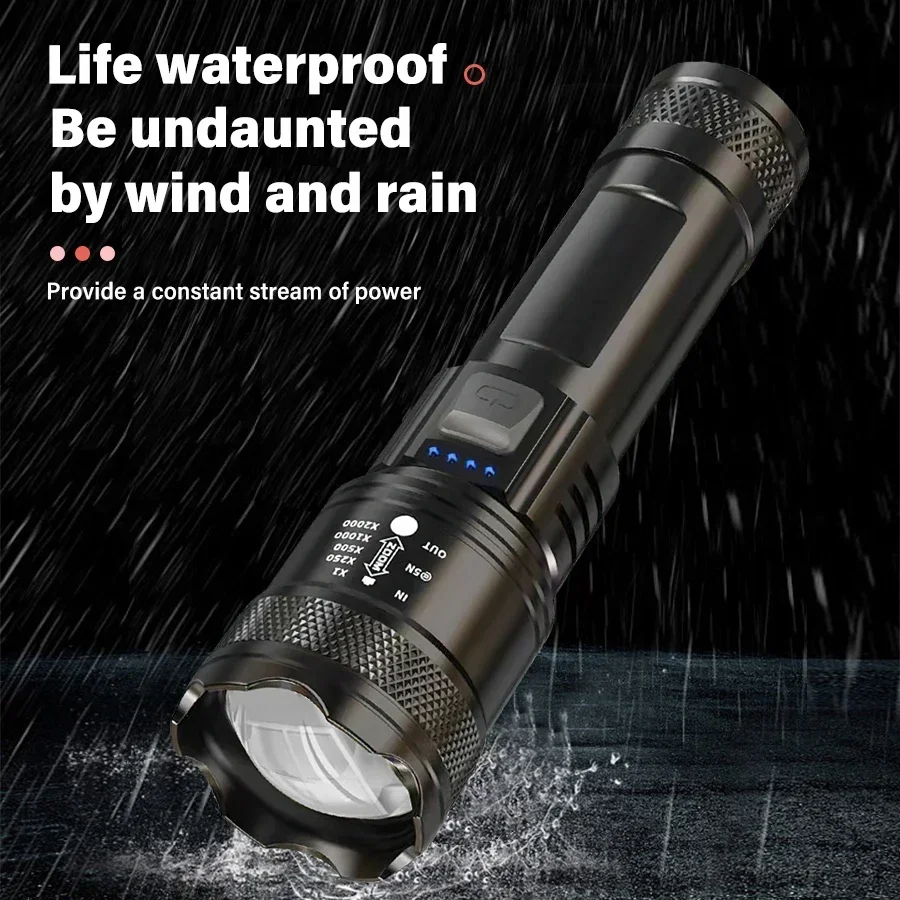 Super Bright LED Flashlight USB Rechargeable Flashlights with Tactical Zoom High Power Spotlight Outdoor Camping Fishing Torch BEST SELLERS