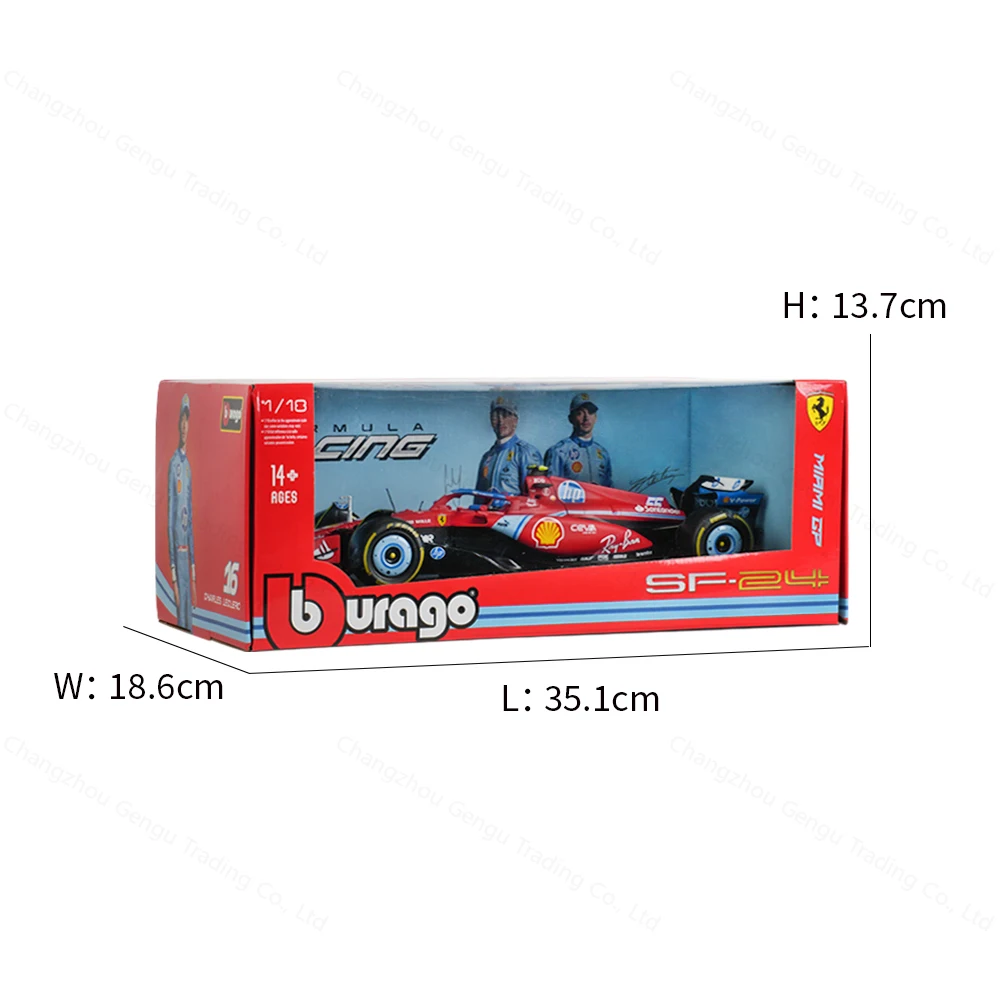 Ferrari SF-24 De Carlos Sainz #55 - Modèle 1:18 Bburago, GP Miami 2024, Rouge