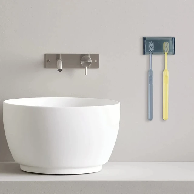 Zahnbürstenhalter Für Wand - 2 Stück Mit Abdeckung & 2 Fächern (ABS)