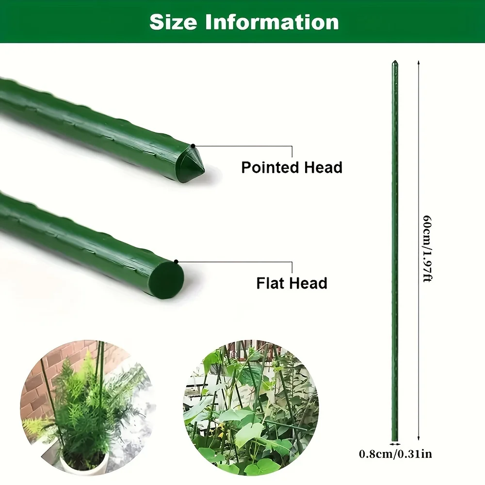 Description Picture 5 of item20pcs Garden Stakes Coated Steel Plant Poles, Used To Support Climbing Tomatoes Trees Beans Yellow Flowers, Fixing Trees And