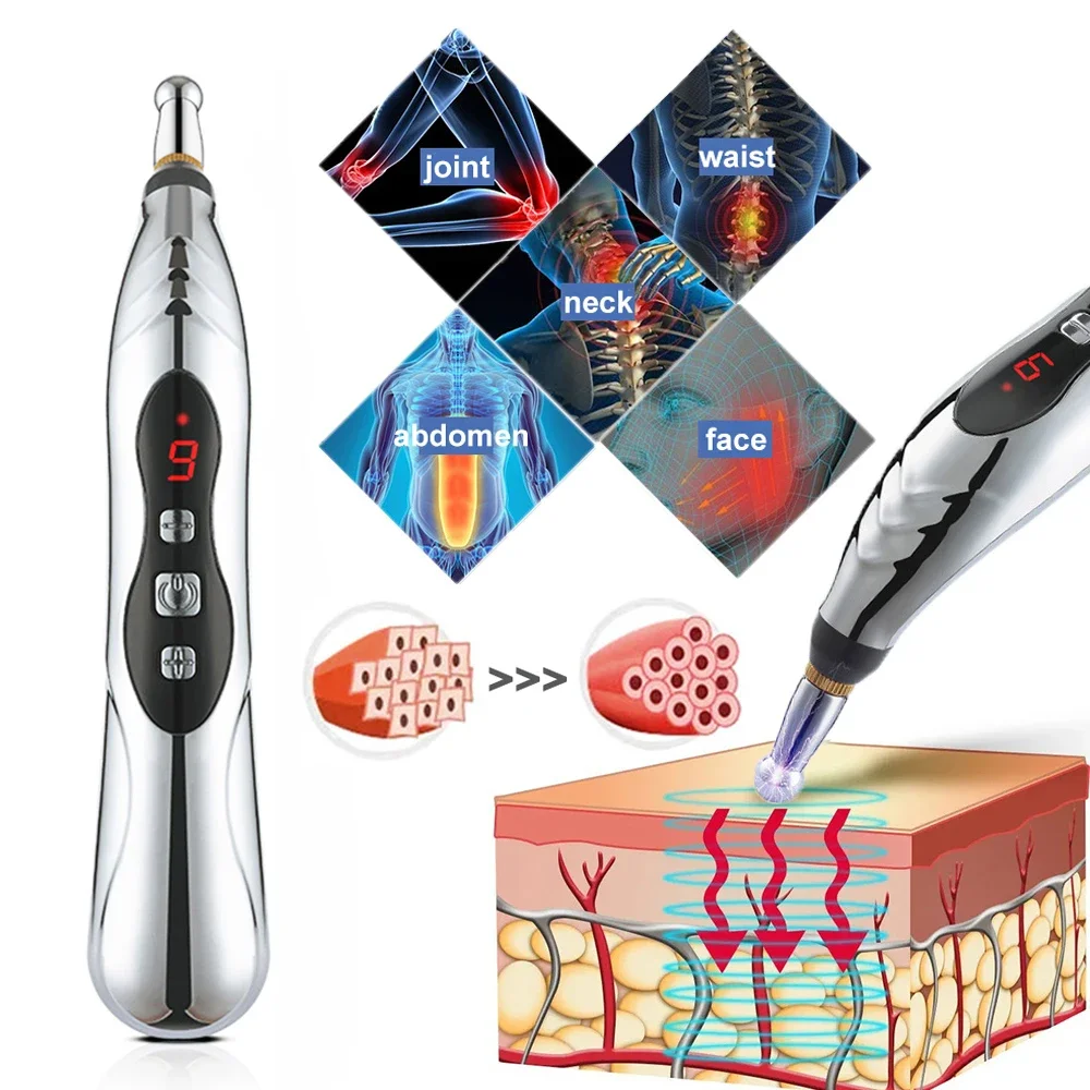 Penna per agopuntura elettronica Point Massager terapia Laser meridiana elettrica Heal Massage Pen Face Energy Pen strumento per alleviare il dolore alla schiena