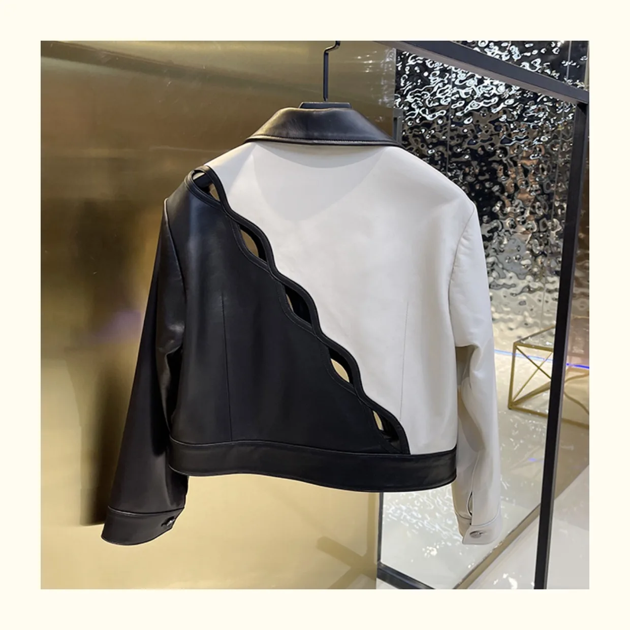 2023 Spring Brand New Designer Women's High Quality Genuine Leather Hollow-out Jackets B481