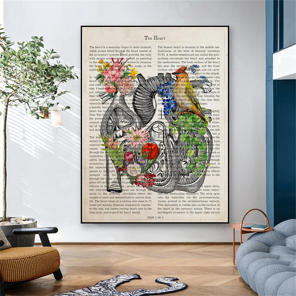 Herz Kunst Anatomie Medizinische Schule Büro - Dekoration Krankenhaus Herz Druck AliExpress mit Malerei Poster Medizin Leinwand Blumen Kardiologie