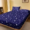 1 Simple modern Starry sky printed matte Fitted Sheet, bedroom printed bed cover, bedding (excluding pillowcases) 1