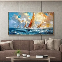Mintura,100% Handpainted Knife Sailboat Landscape Oil Painting,Modern Home Decor,Wall Art Picture,Abstract Texture Canvas Poster 5