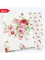 Set of 2 Elegant Floral Fabric Pieces for DIY Crafts and Home Decor (2PCS)