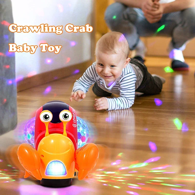 Crawling Crab Baby Toys With Music Light Up Interactive Musical Toys For Baby Dancing Crawling Toys Moving Toddler Toys Kid 0 12 6