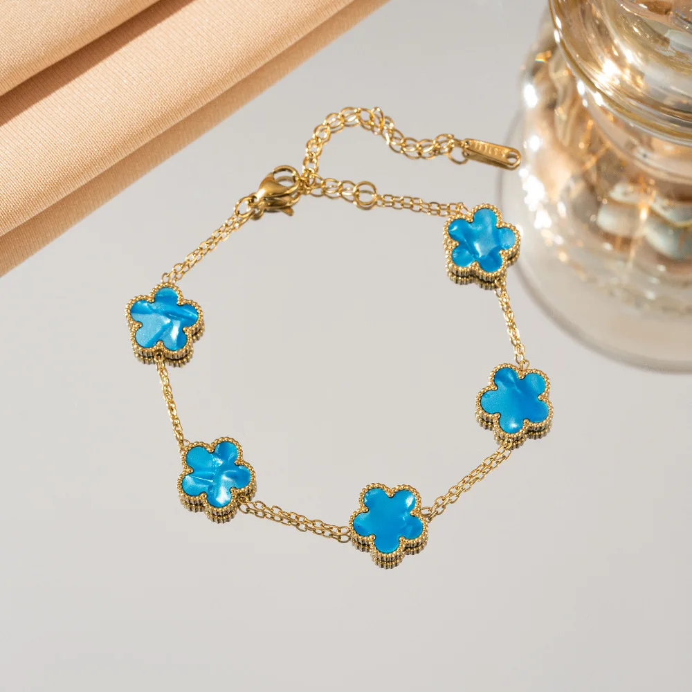 316L Stainless Steel Clover Flower Bracelet Women 4
