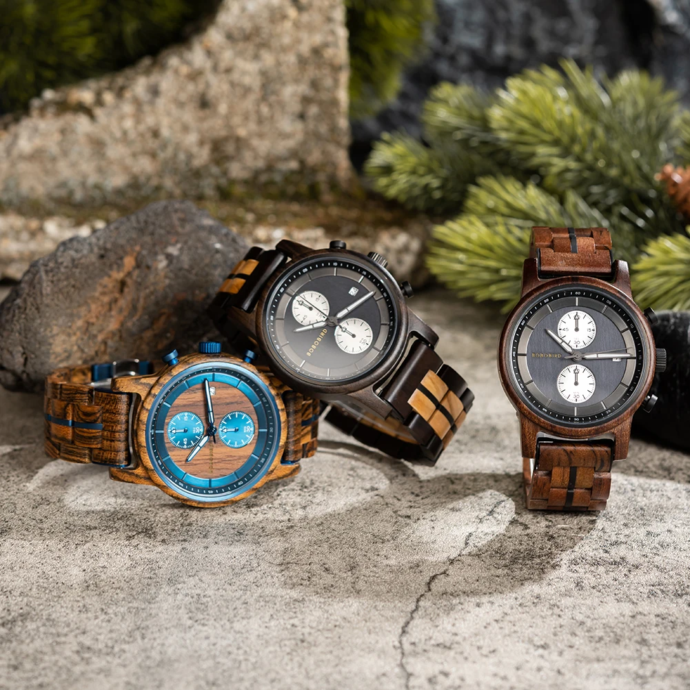 BOBO BIRD Luxury Wooden Watch for Men Japanese Quartz