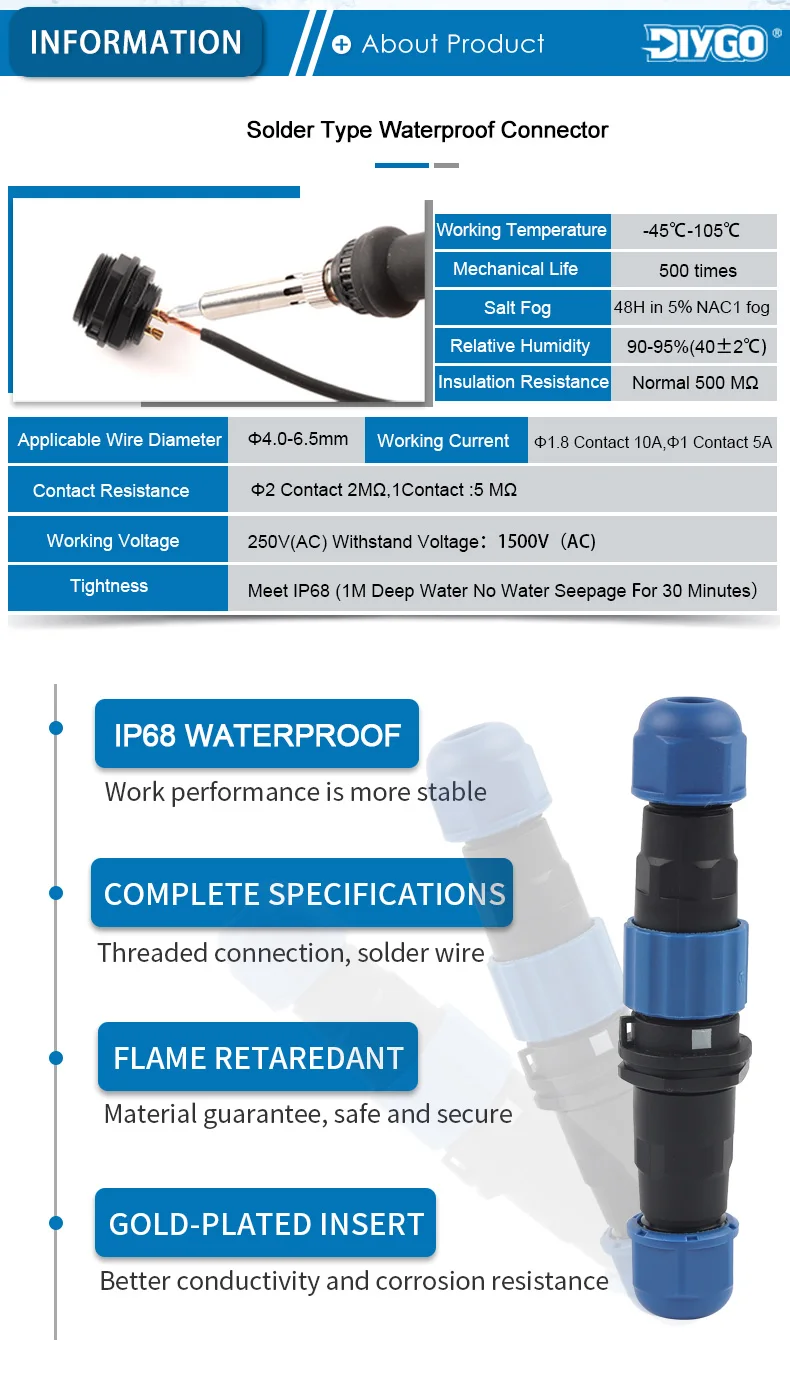 SP16 IP68 Wasserdichter Steckverbinder Stecker und Buchse 2/3/4/5/6/7/8/9 Pin Drahtkabelstecker Docking Aviation DIY YOU – Detail 3