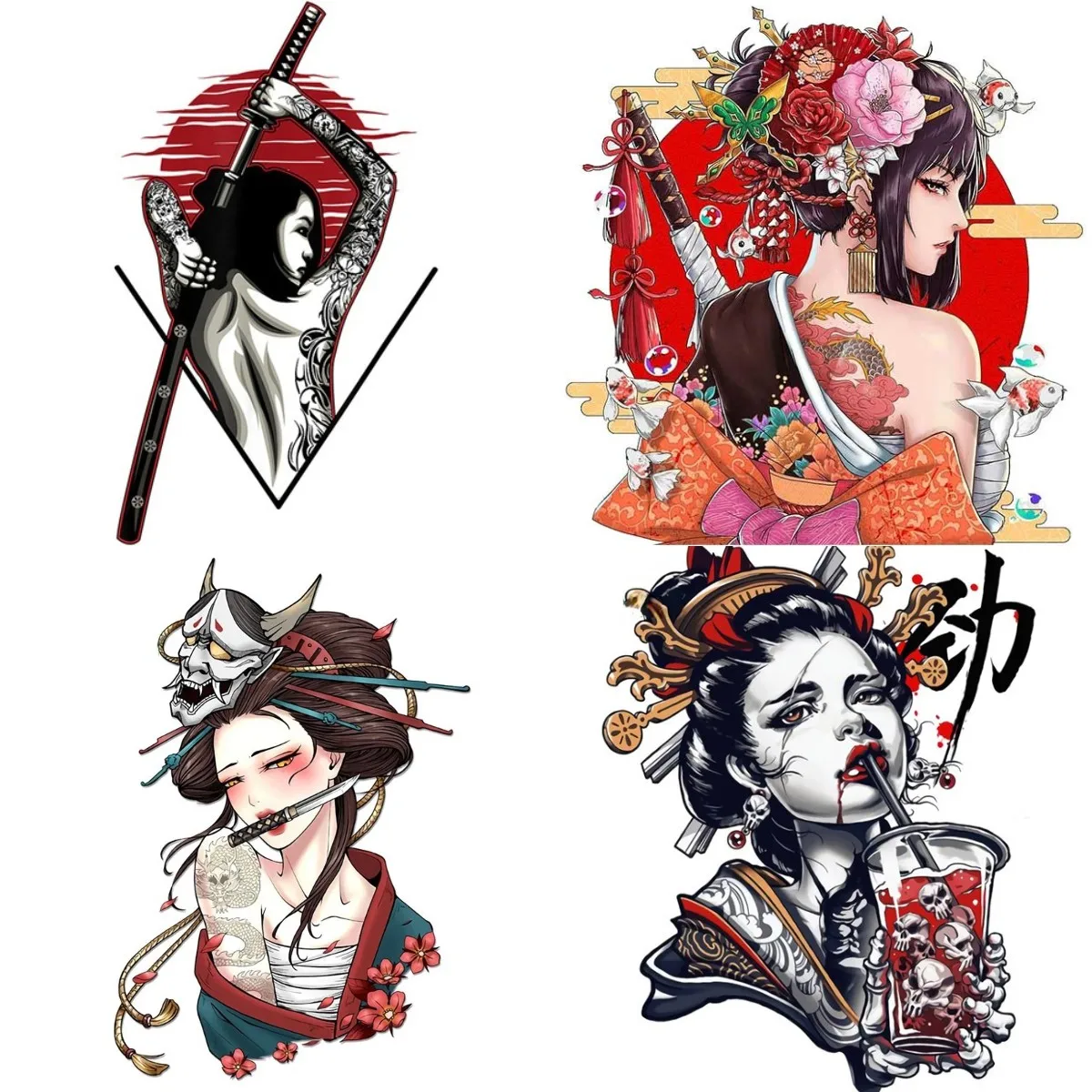 Japanese Samurai Sword Geisha Warrior Car Stickers Window Products Automotive Accessories Interior Electric Motorcycle Decal