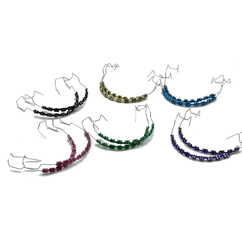 【AD】2Pcs Fashion Fake Braces Colorful Brackets For Teeth Temporary Metal Wires Metal Bracket Orthodontic Ligature Ties Dental 5