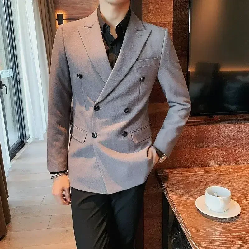 2024 New Blazer Hombre Double-breasted Business Casual Men's Jacket Slim Fit Men's Social Coat Custom Made Suit  L87 5