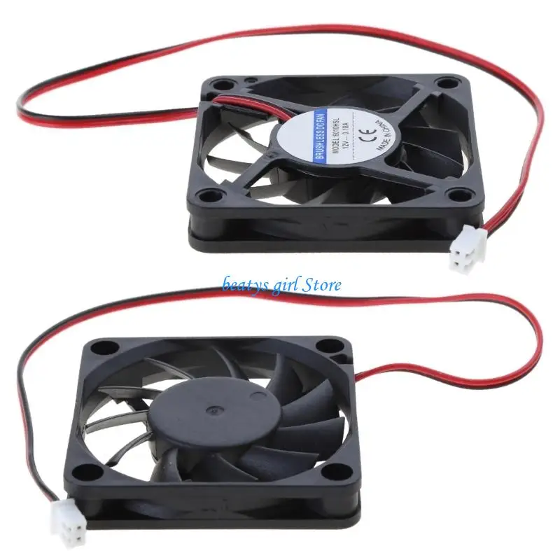 C7AB 12V 2핀 60x60x10mm 컴퓨터 CPU 시스템 슬리브 베어링 냉각 팬 60
