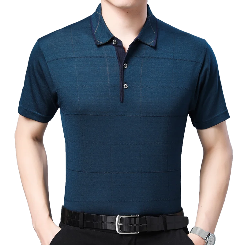

New Men Polo Shirt Casual Shirts Solid Color Short Sleeve Summer Lapel Buttons Top Middle-aged Dating High Quantity Polo