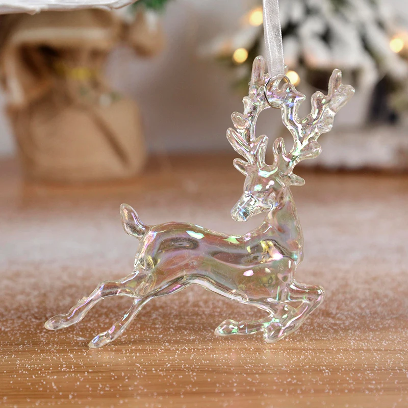 Christmas Tree Acrylic Elk Angel Doll Bell Hanging Ornaments Pendant 2024 Merry Christmas Decoration for Home 2025 New Year Gift