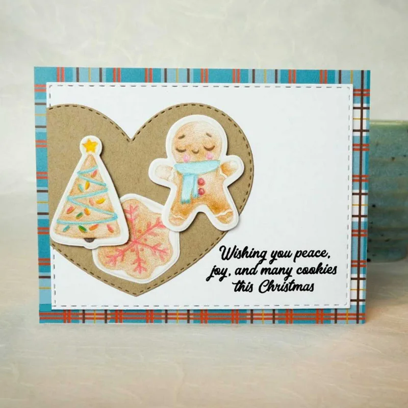 Christmas Gingerbread Man Candy Cane Cookies Cutting Dies Sweet Wishes Clear Stamps for DIY Scrapbooking Paper Craft Cards