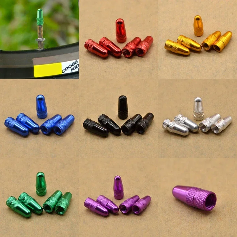 Futheda 4pcs Rosso Bicicletta Cerchio Ruota Pneumatico valvola Aria Tappi Antipolvere ad Alta Pressione in Alluminio Pneumatico valvola Tappi Bicicletta Accessori