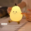 Cute Fruit LED Night Light USB Rechargeable Silicone Bedroom Bedside Room Lamp Touch Sensor Control Room Decor Kids Children 4