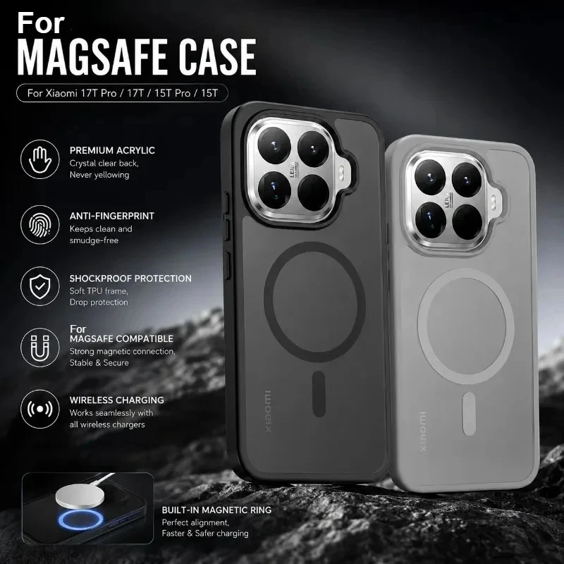 Magnetic Matte Translucent Shockproof Case with Wireless Charging Compatibility