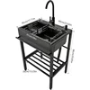 Freestanding Stainless Steel Sink with Rotatable Faucet and Shelf Laundry Sink for Laundry Room Garage Kitchen Workshop 4