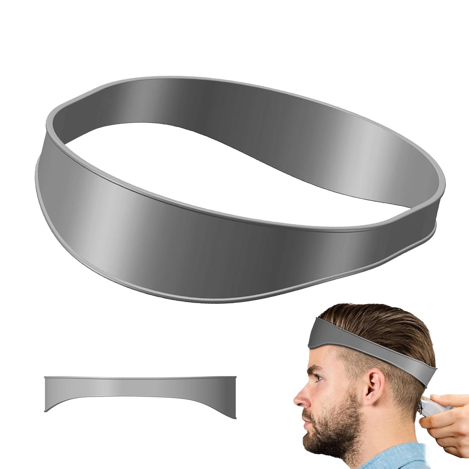Haircut Template Curved Silicone Hair Straps Collar Shave Template Hair Trimming Guide Barber Tools