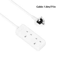 Premium UK Extension Lead with Multi - Outlet Power Strip and Surge Protection - UK Plug (180CM 71Inch 2AC)