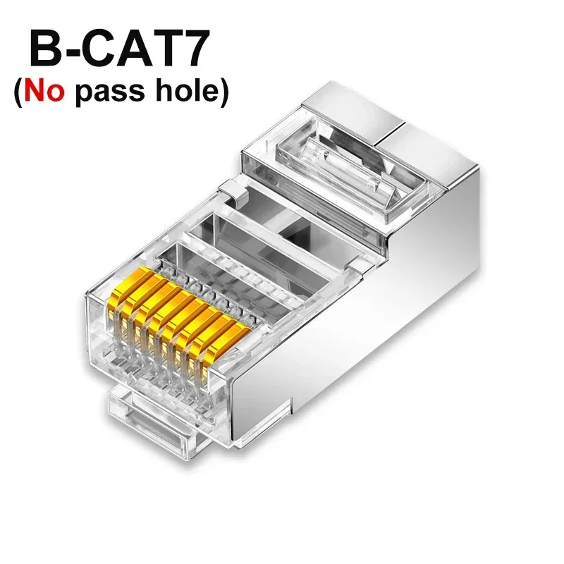 Gold-Plated Shielded Pass-Through RJ45 Connectors - 1/10/30 Pack