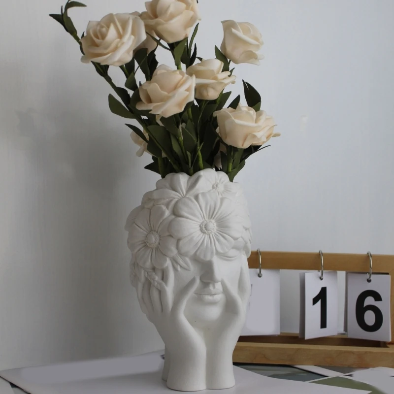 Portrait Plant Flowerpot Mould Girl Shaped Silicone Molds Succulents Planter Epoxy Resin Molds Garden Figurines Outdoor