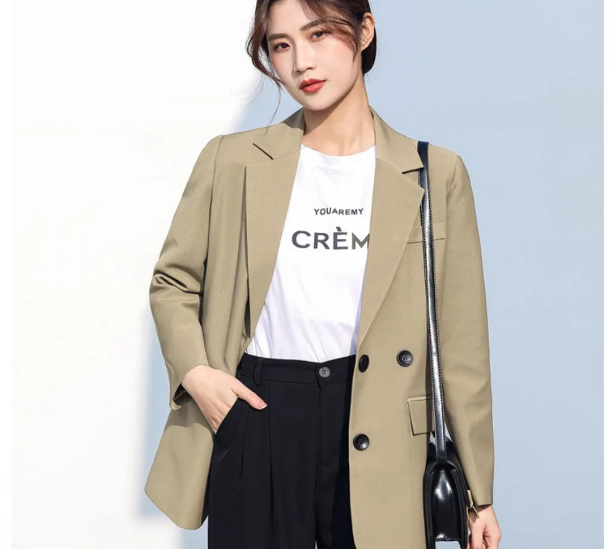 

Autumn 2023 Casual Suit Solid Color Slim Lady Light Suit Elegant Fashion Career Office Women's Black Suit Korean Style