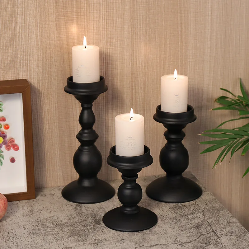 

Nordic Style Black Painted Iron Candle Holder Metal Candle Holder Ornaments Wedding Holiday Home Decor Candle Holder